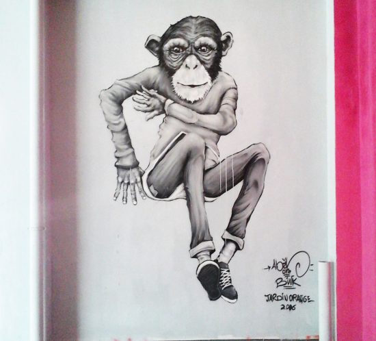 Graffiti Monkey b.boy - Abeil - Street art Ile de la Réunion 974