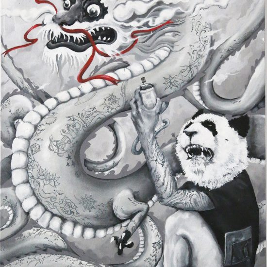 panda and dragon - Abeil - Jardin Orange - Street art 974